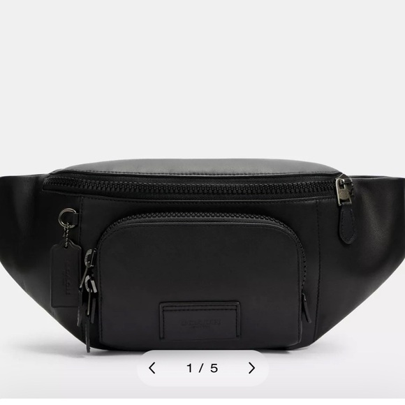 Black Leather Waist Bag